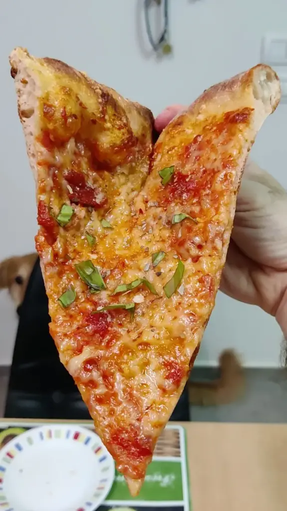Folded New York style pizza