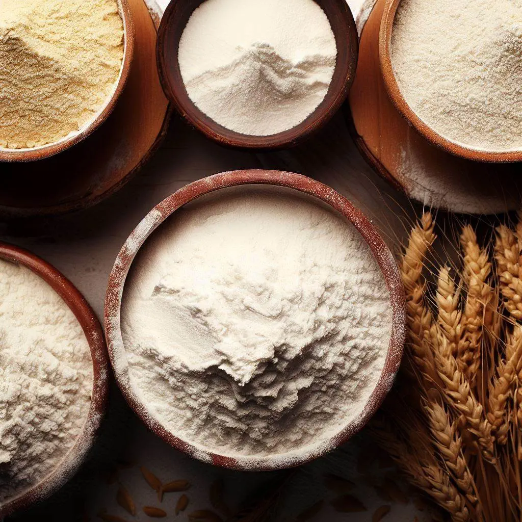 A picture of bowls with various types of flour