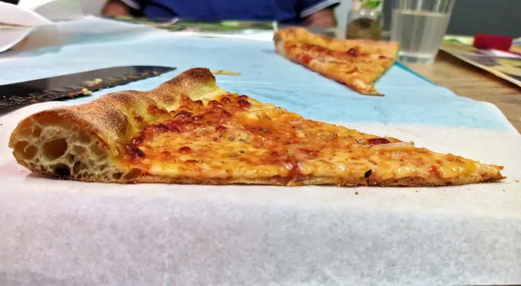 A slice of homemade New York pizza