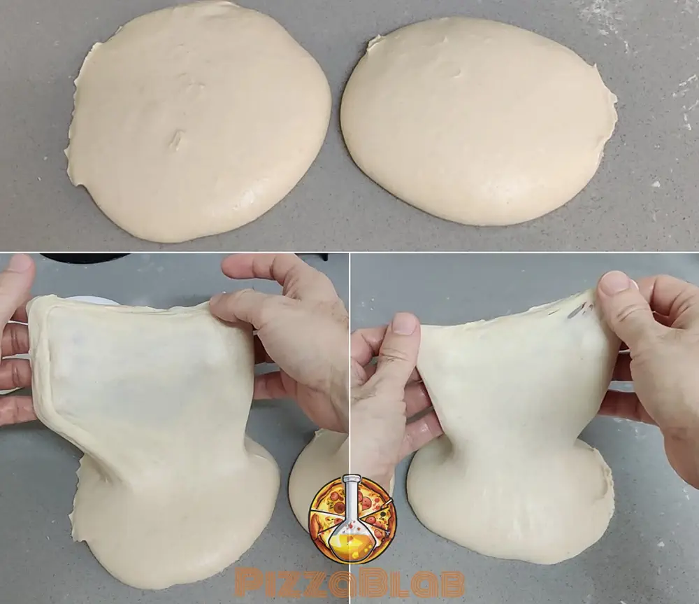 A picture illustrating the difference between biochemical gluten development and mechanical gluten development
