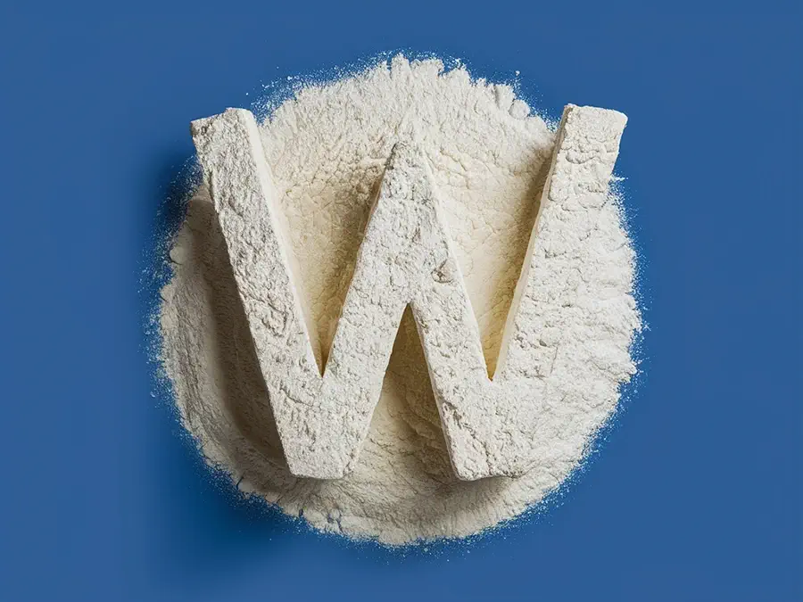 The letter "W" made of flour