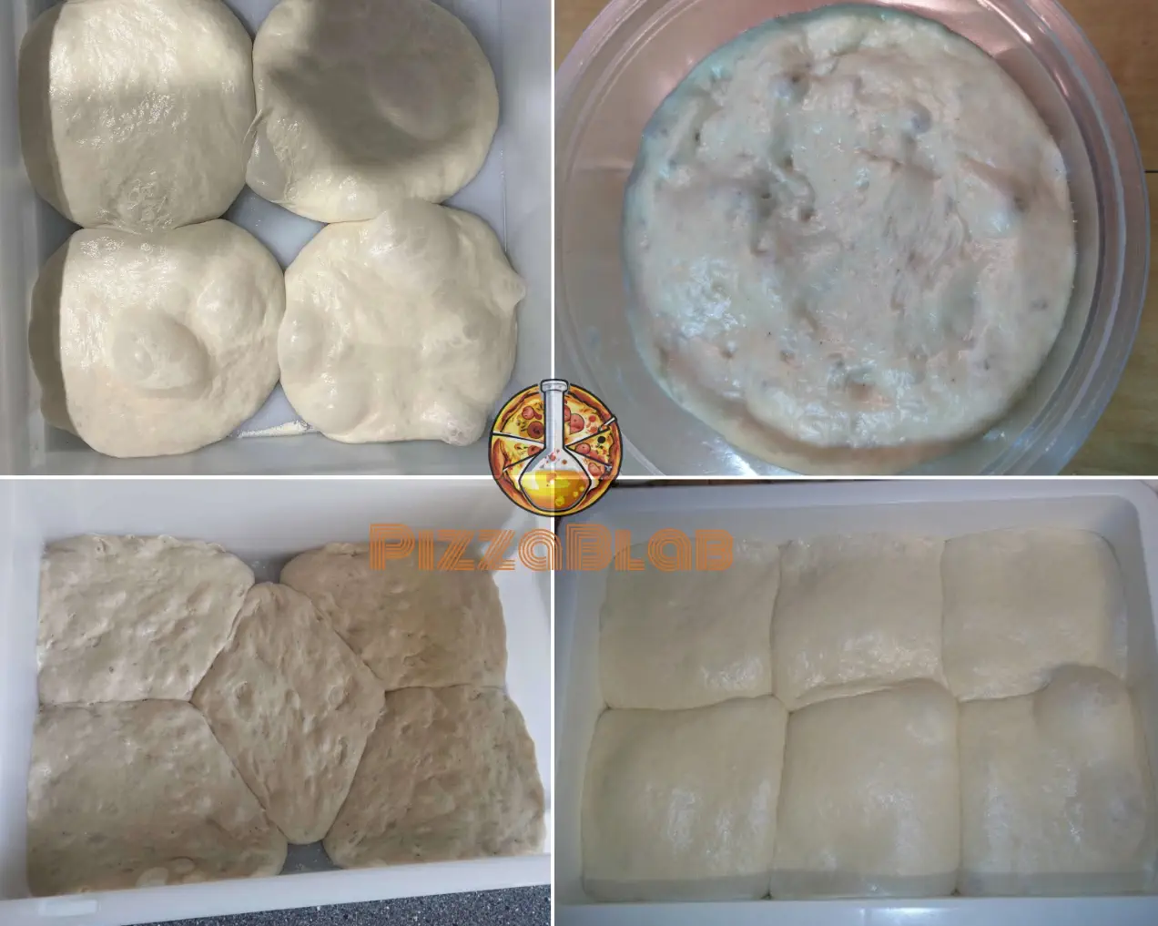Illustration of what an over-fermented pizza dough looks like
