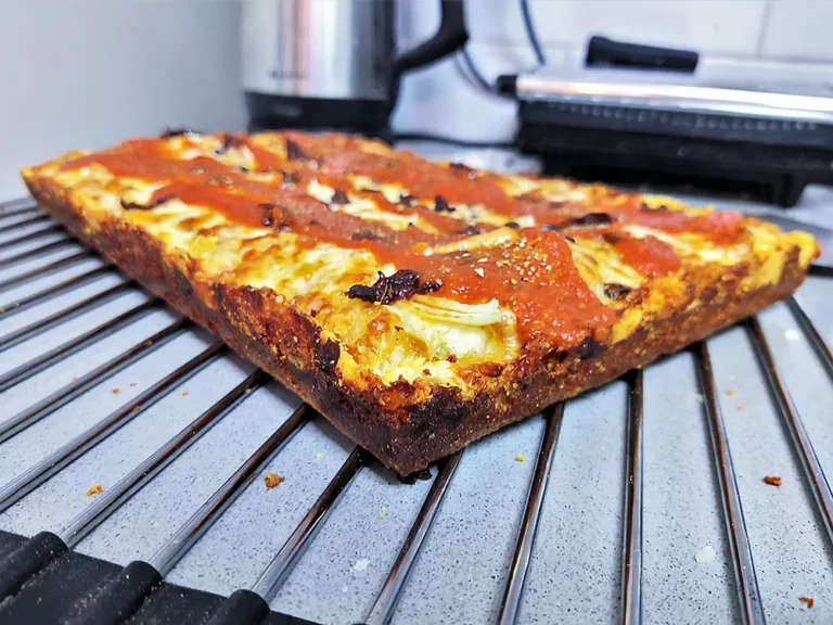 A picture of a homemade Detroit style pizza