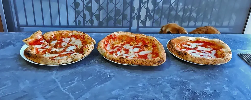 Three Neapolitan pizzas