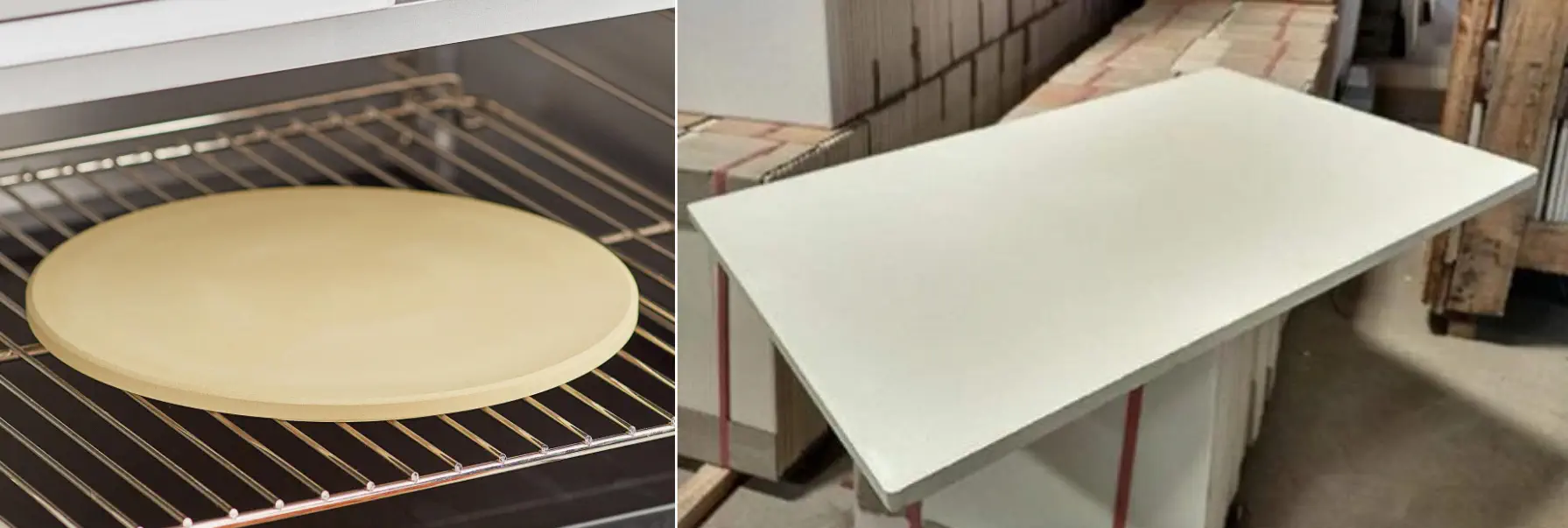Two pizza stones made of cordierite