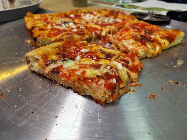 Slices of grandma pizza