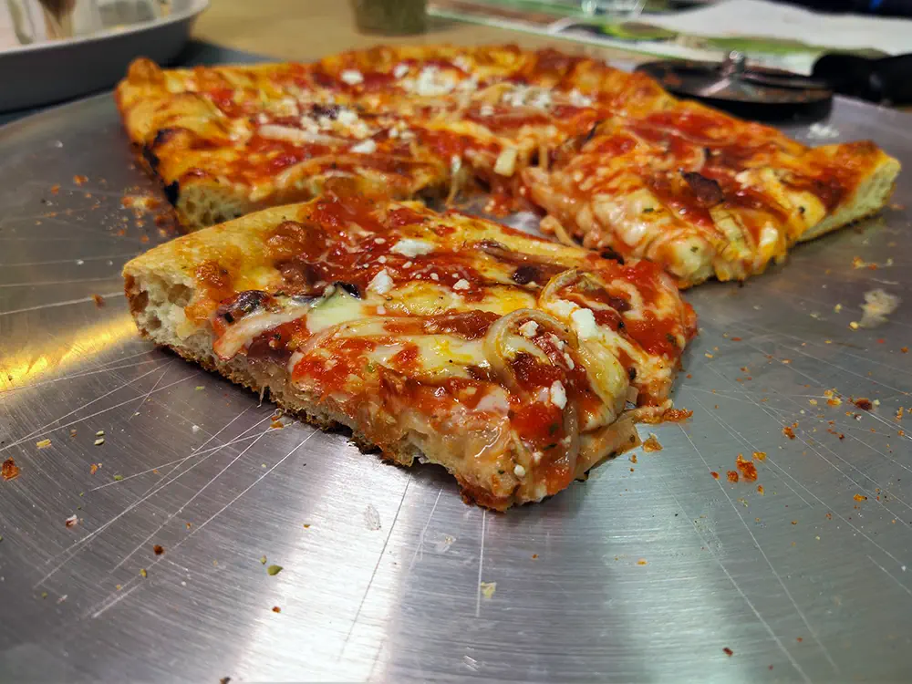 Slices of grandma pizza